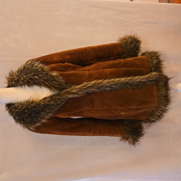 Vintage 1970s Wilson's Penny Lane Suede Faux Fur Coat Brown Size XS Womens - Picture 1 of 14